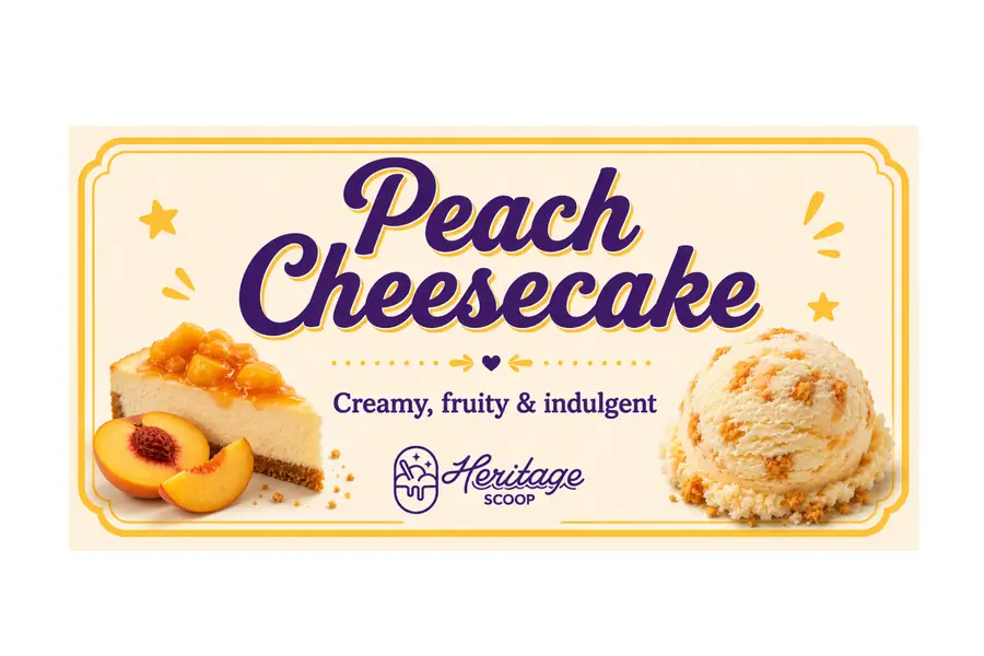 Peach Cheesecake at Heritage Scoop in Prosper, Texas