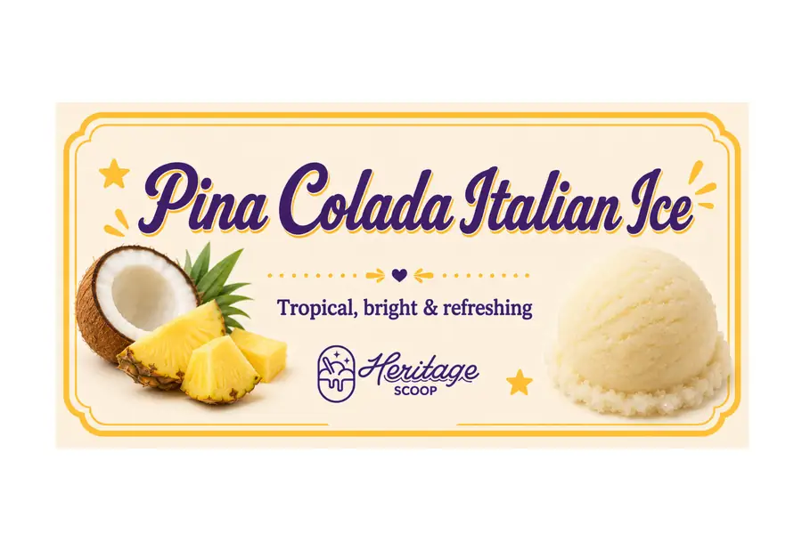 Pina Colada Italian Ice at Heritage Scoop in Prosper, Texas
